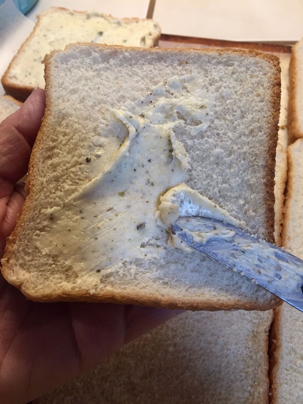 Spread on pieces of bread.