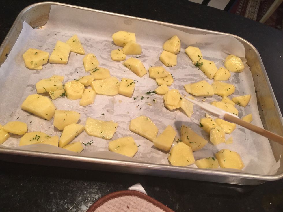 Spread out on parchment paper.