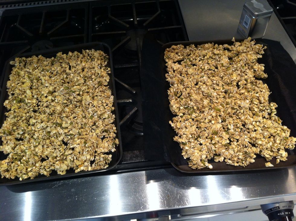 Spread out onto 2 trays