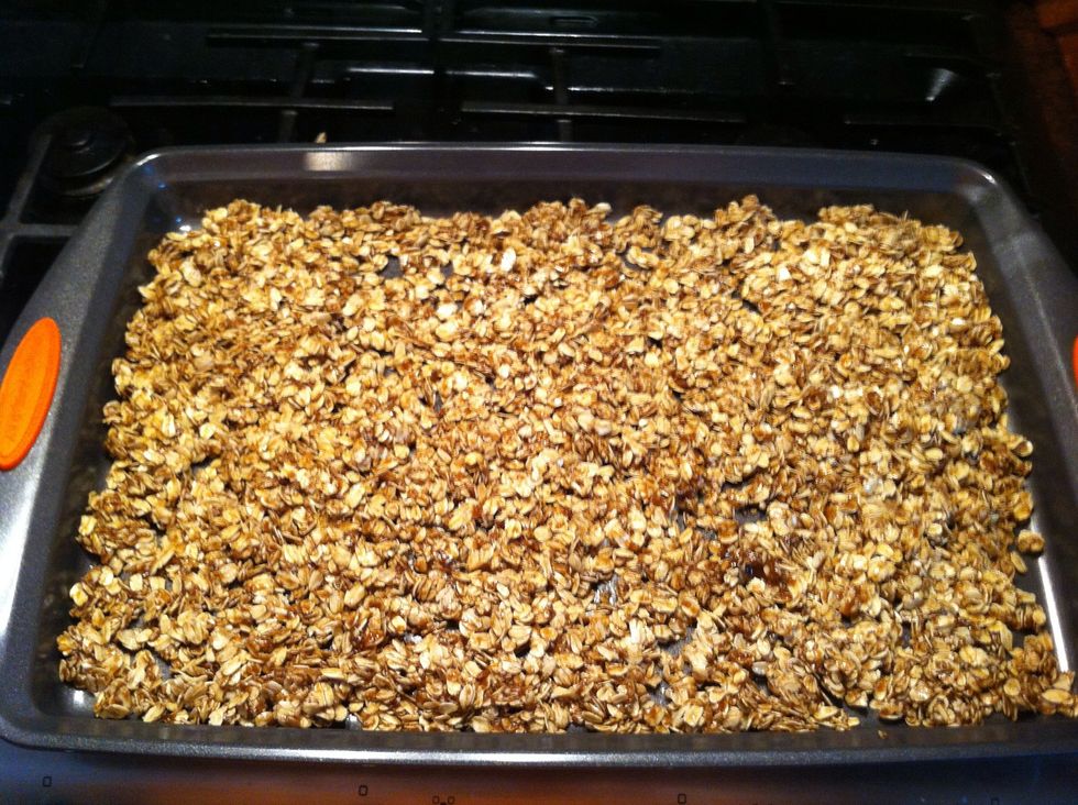 Spread out.  Place in preheated 300 degree oven. The goal is to dry them again.