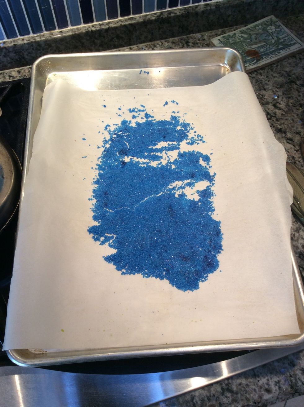 Spread out the sugar mixture on a parchment paper cover cookie sheet