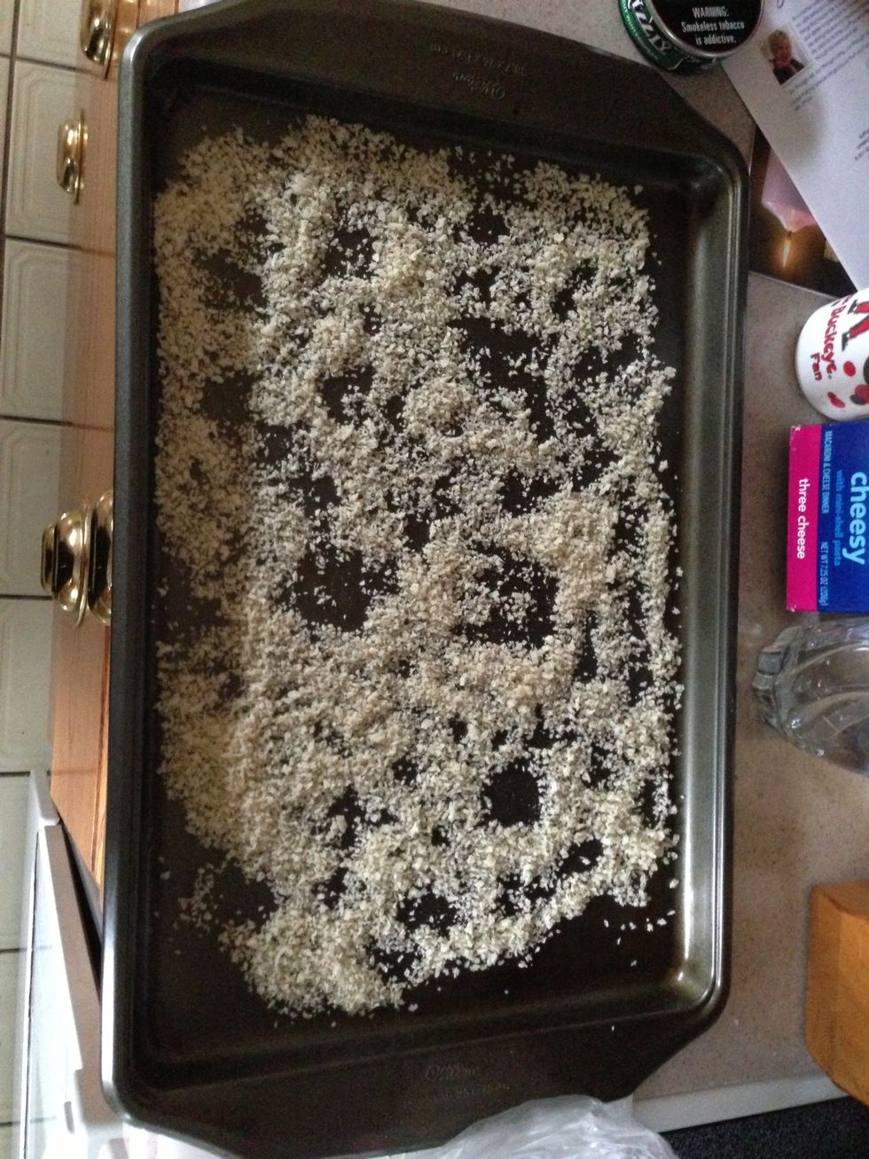 Spread Panko on a cookie sheet and brown for 2 minutes in a 425* oven