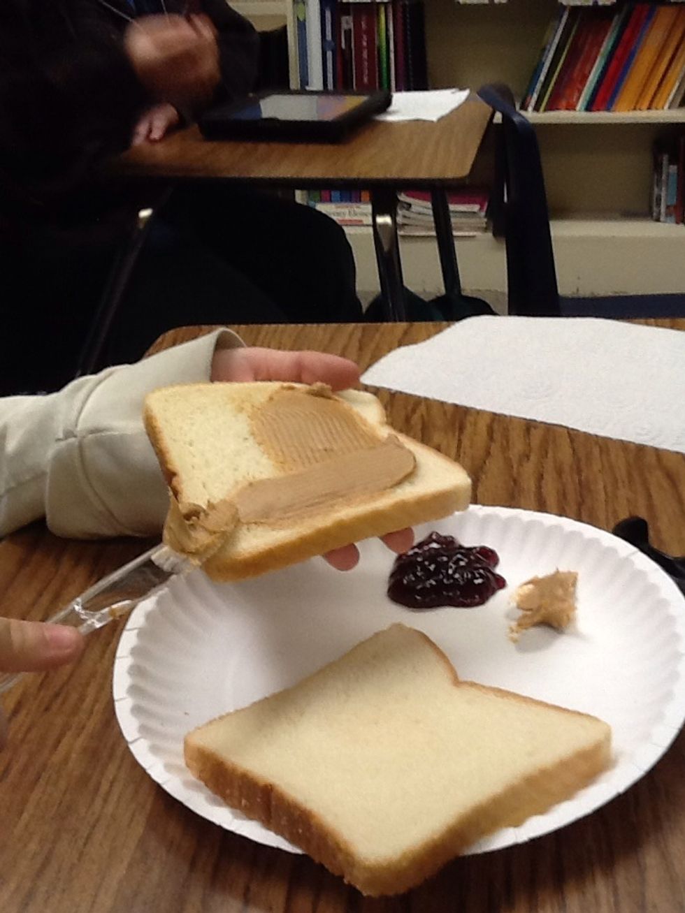 Spread peanut butter to another side.