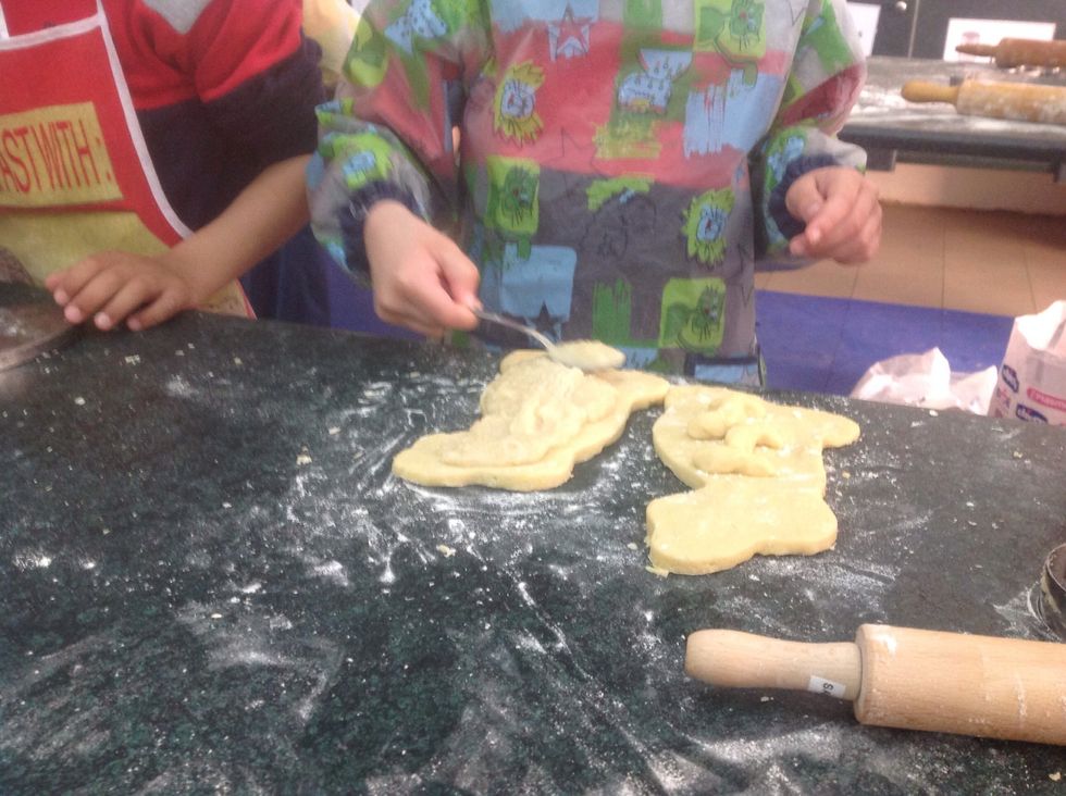 Spread the almond paste.