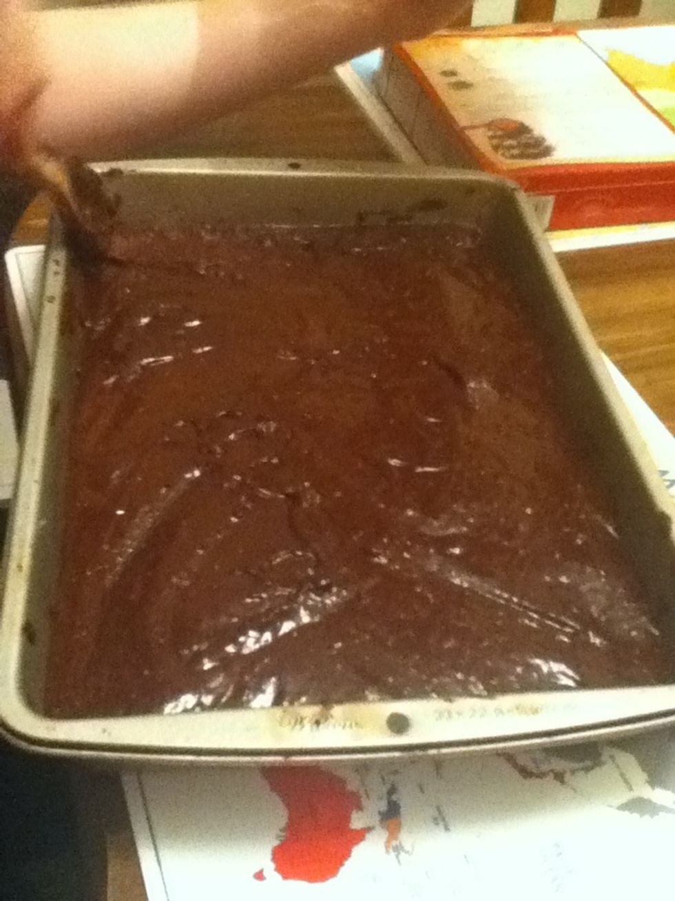 Spread the batter out so it covers all of the Kit Kats.