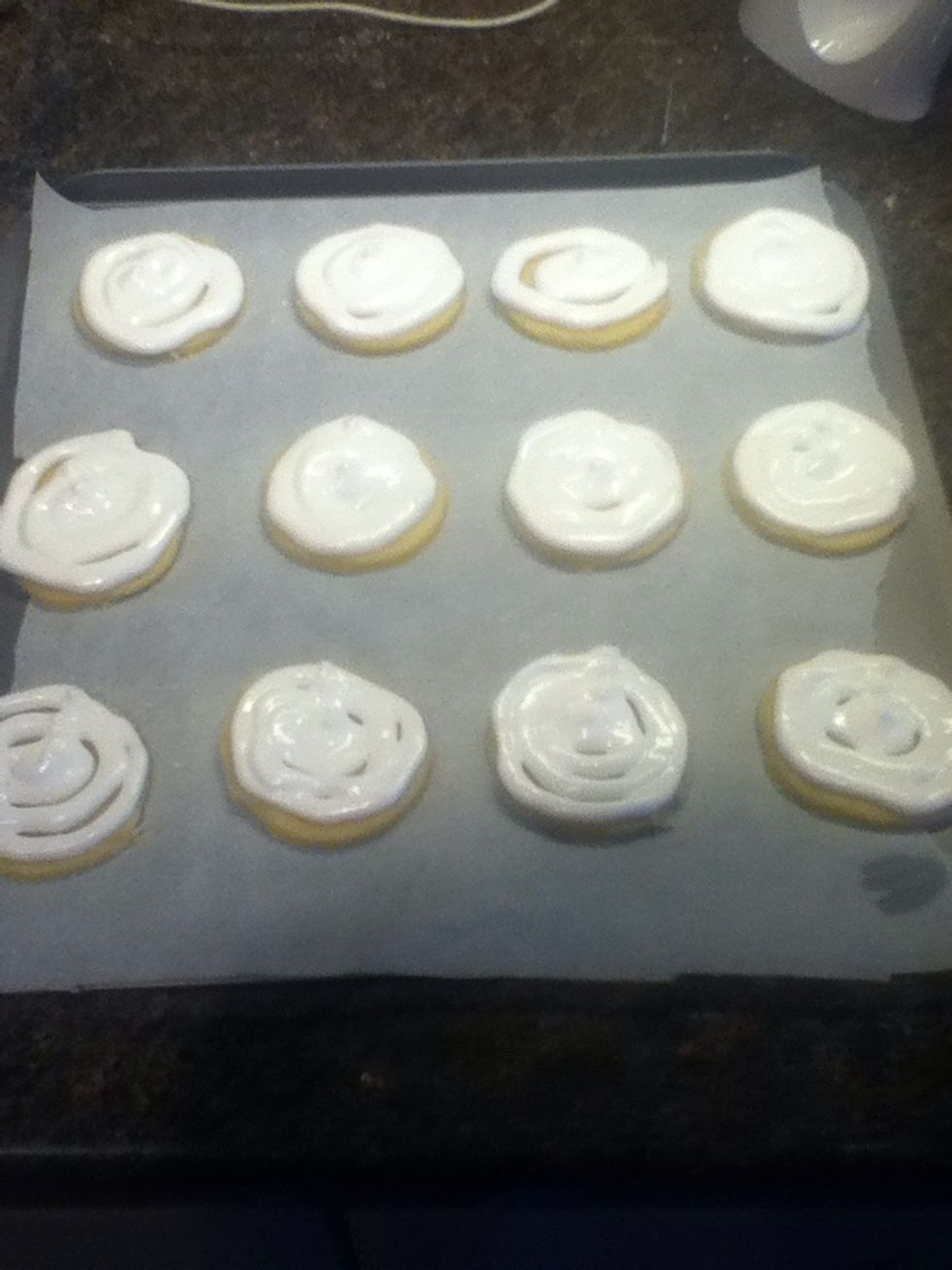 Spread the biscuits about 1.5 inches apart (You may need a second tray!) and place in the oven for about 17 minuets untill golden and crispy! \ud83d\udc95