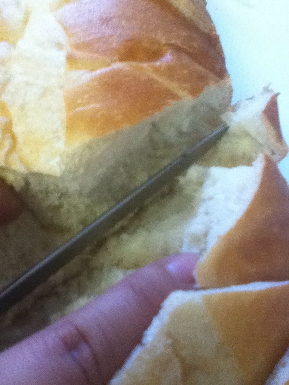 Spread the bread more inside of the loaf, you're gonna want to stuff it later. :)
