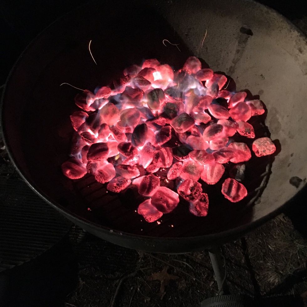 Spread the coals out for even heat