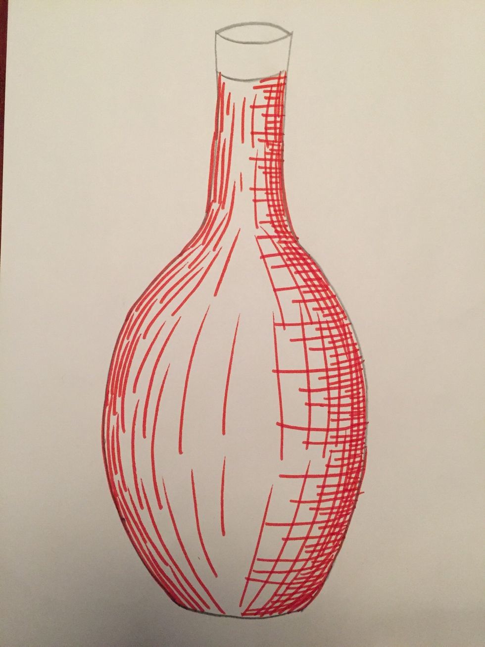 Spread the lines apart slowly and begin to straighten them as you move in to the bottle.