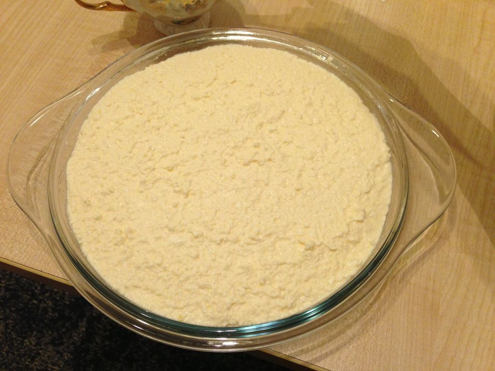 Spread the mixture in the baking pan