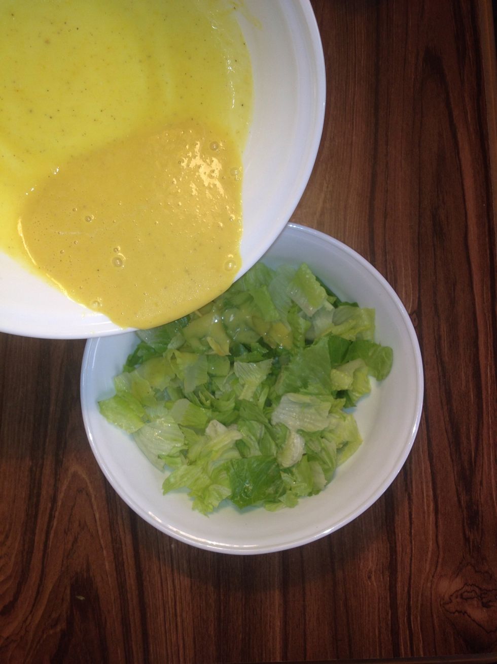 Spread the mixture on the lettuce