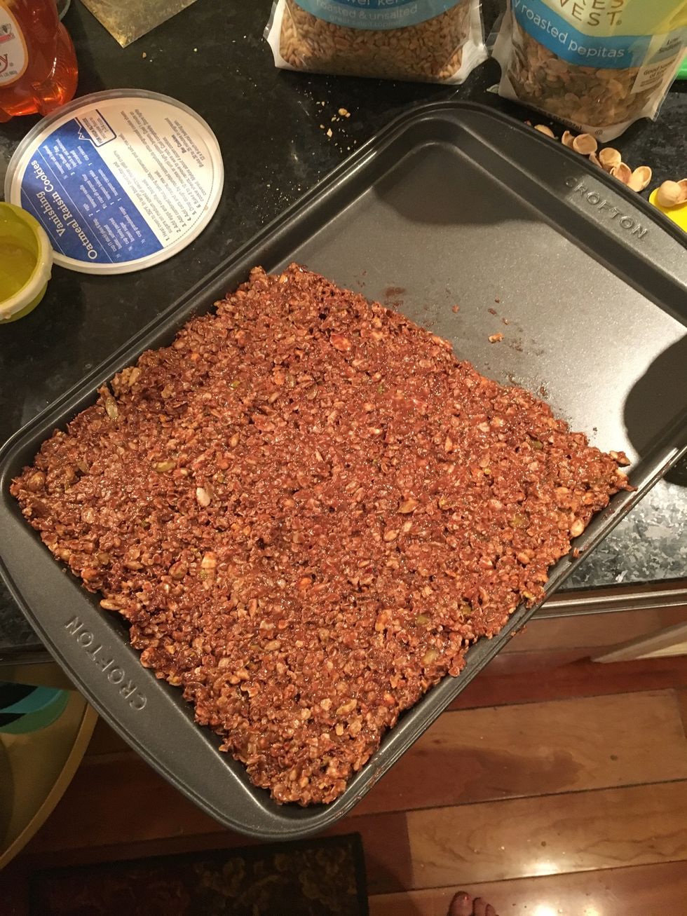 Spread the mixture onto a sheet, size 8x8 or 9x4 (this is the smallest one I could find).