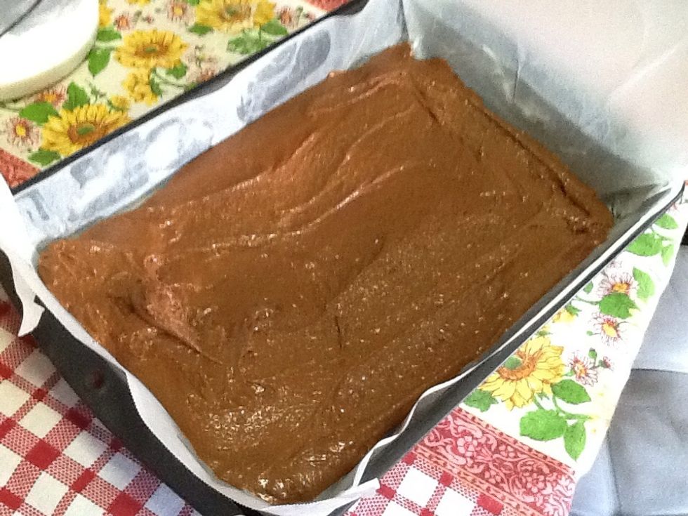 Spread the mixture onto the baking tray and heat in the oven for 10 minutes