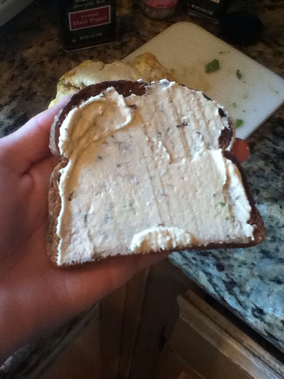 Spread the mouthwatering hummus on the other piece of toast