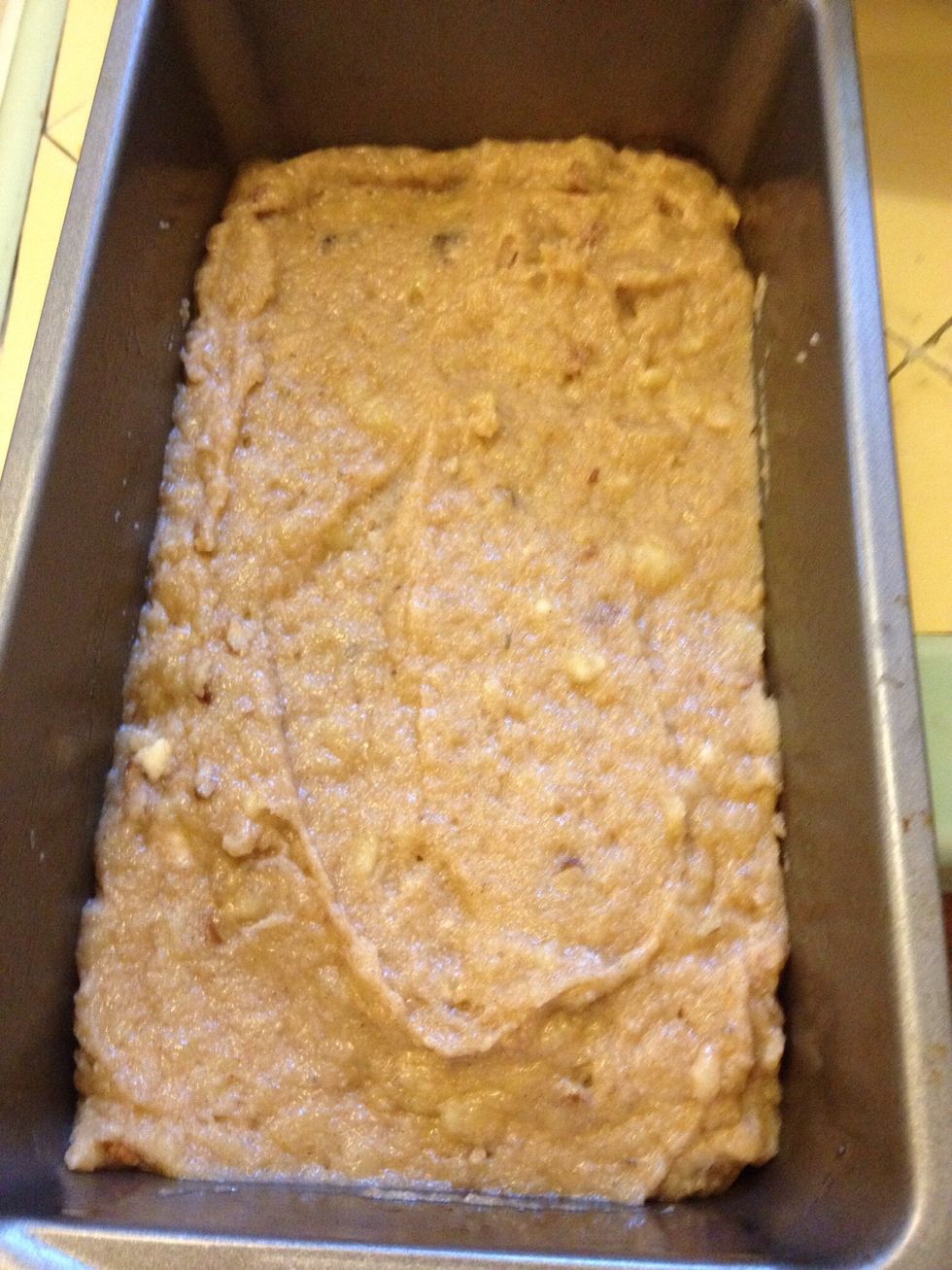Spread the top of the loaf pan smooth.