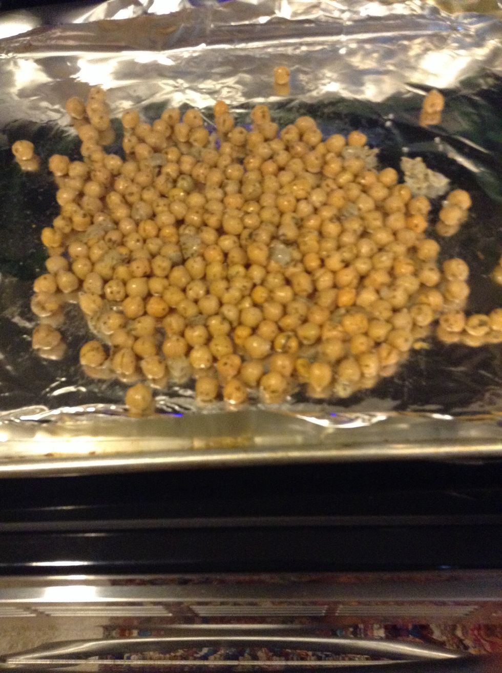Spread them out evenly so that the peas will cook evenly.