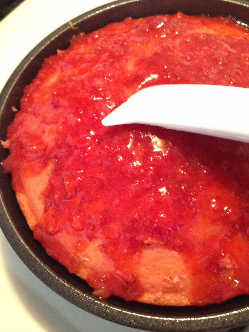 Spread with spatula to make sure that mixture falls into the holes. Let cool completely.