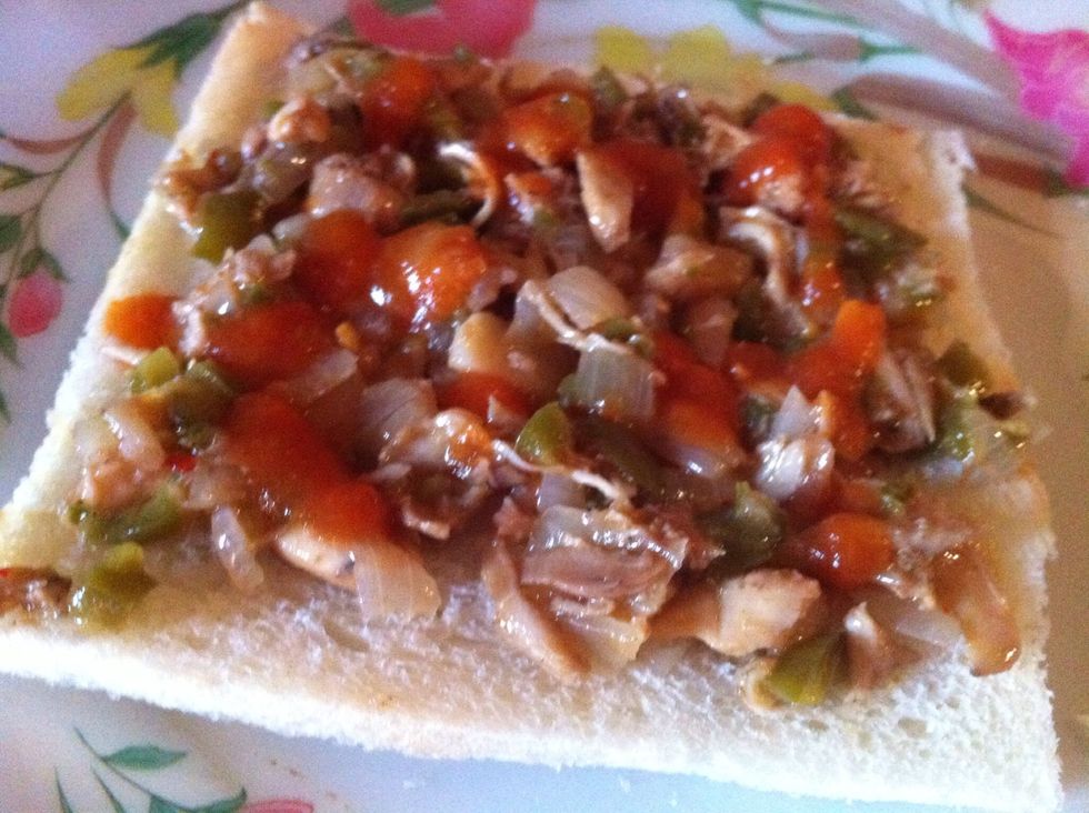 spread your mixture and add some ketchup
