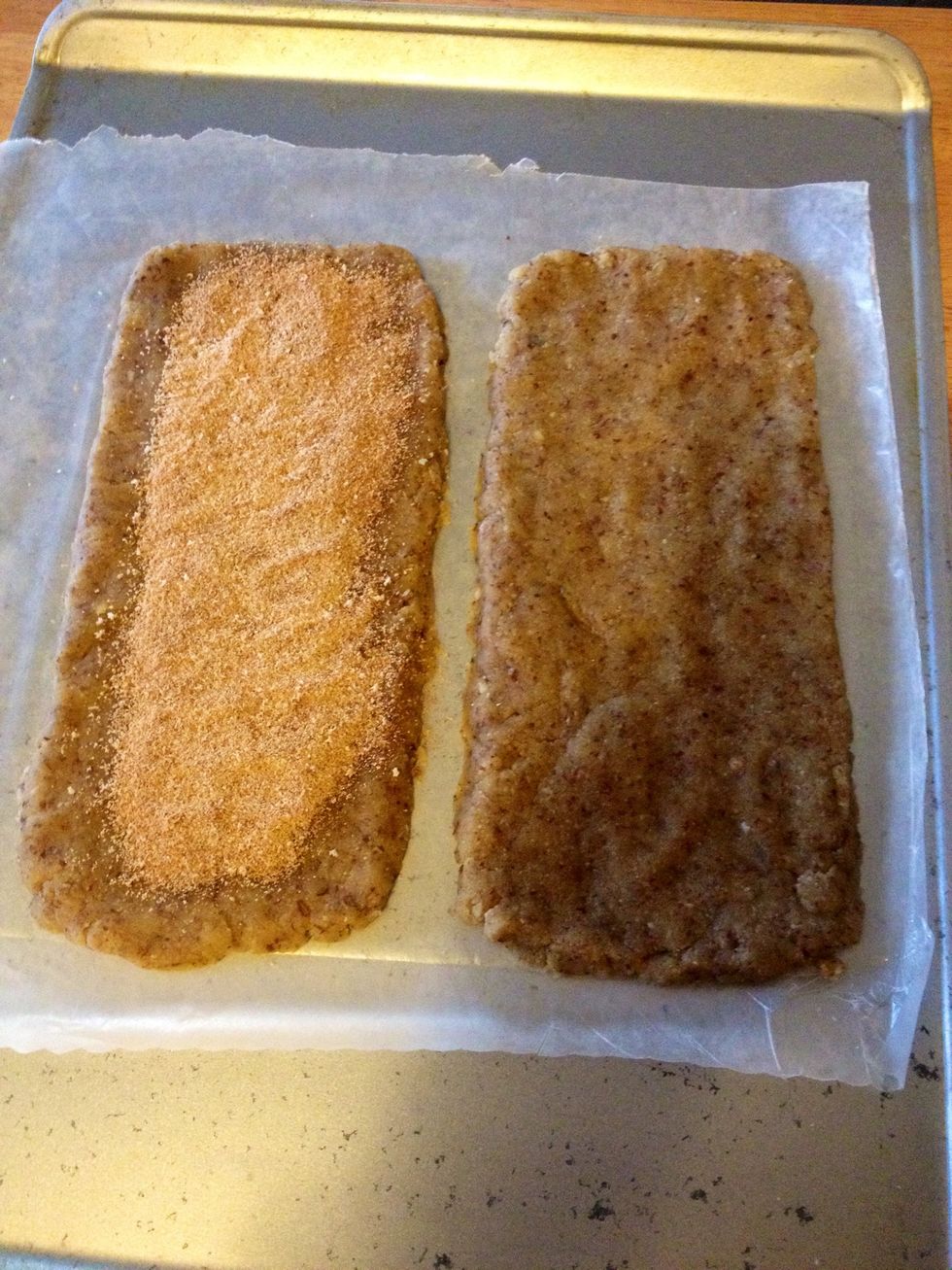 Sprinkle 2/3 of filling on one half of dough