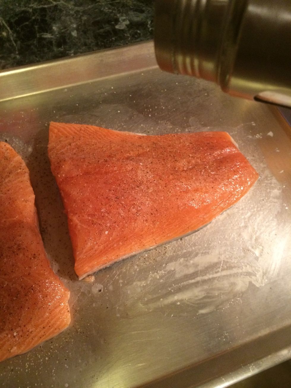 Sprinkle a liberal amount of kosher salt on both sides as well.
