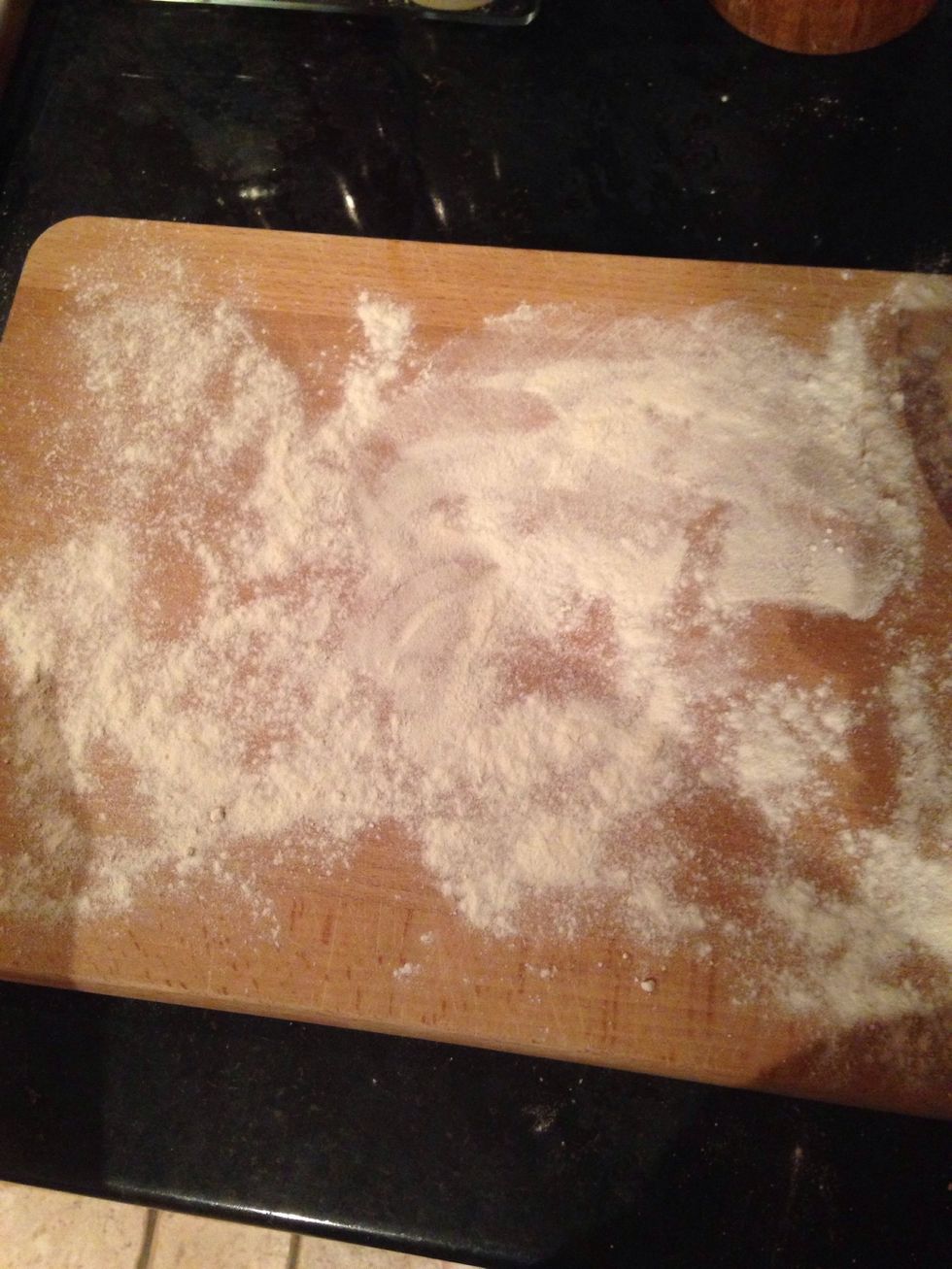 Sprinkle a little extra flour onto a surface to get ready for rolling.