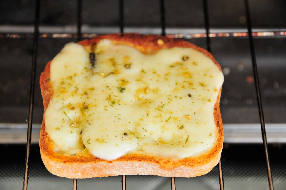 Sprinkle a pinch of #1 French Made Easy on the cheese then place in toaster oven to melt.  I love to layer flavor so the French adds another element to this sandwich - it truly makes anything better!