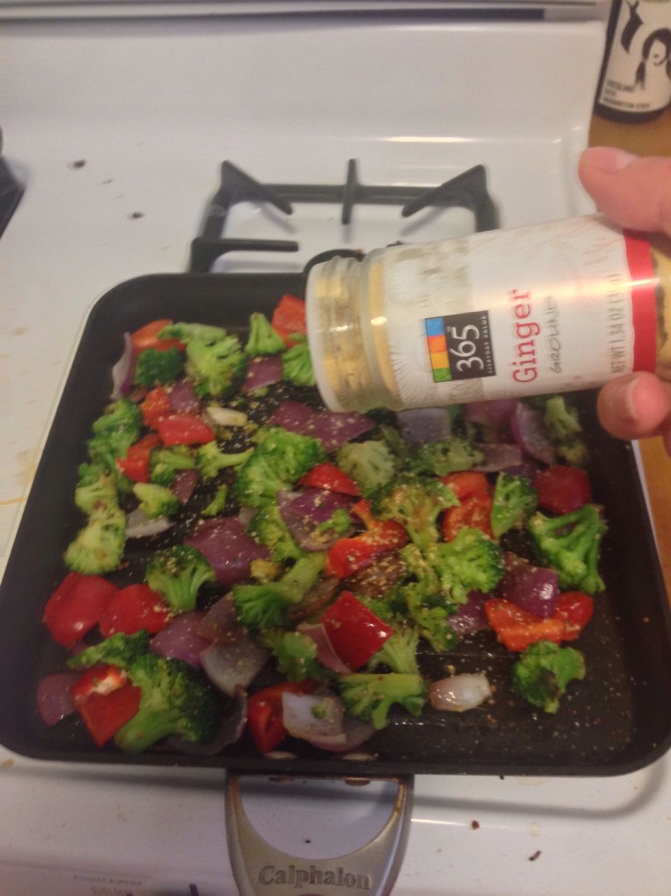 Sprinkle a pinch of ginger on the veggies.