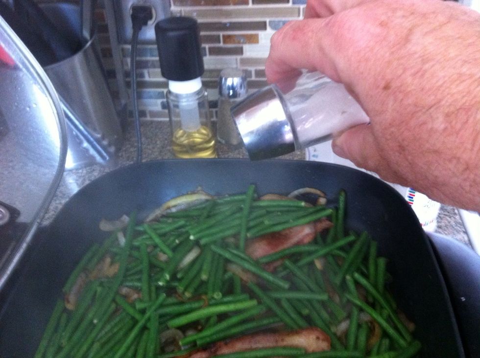 Sprinkle about a half teaspoon of salt on. Stir it in.