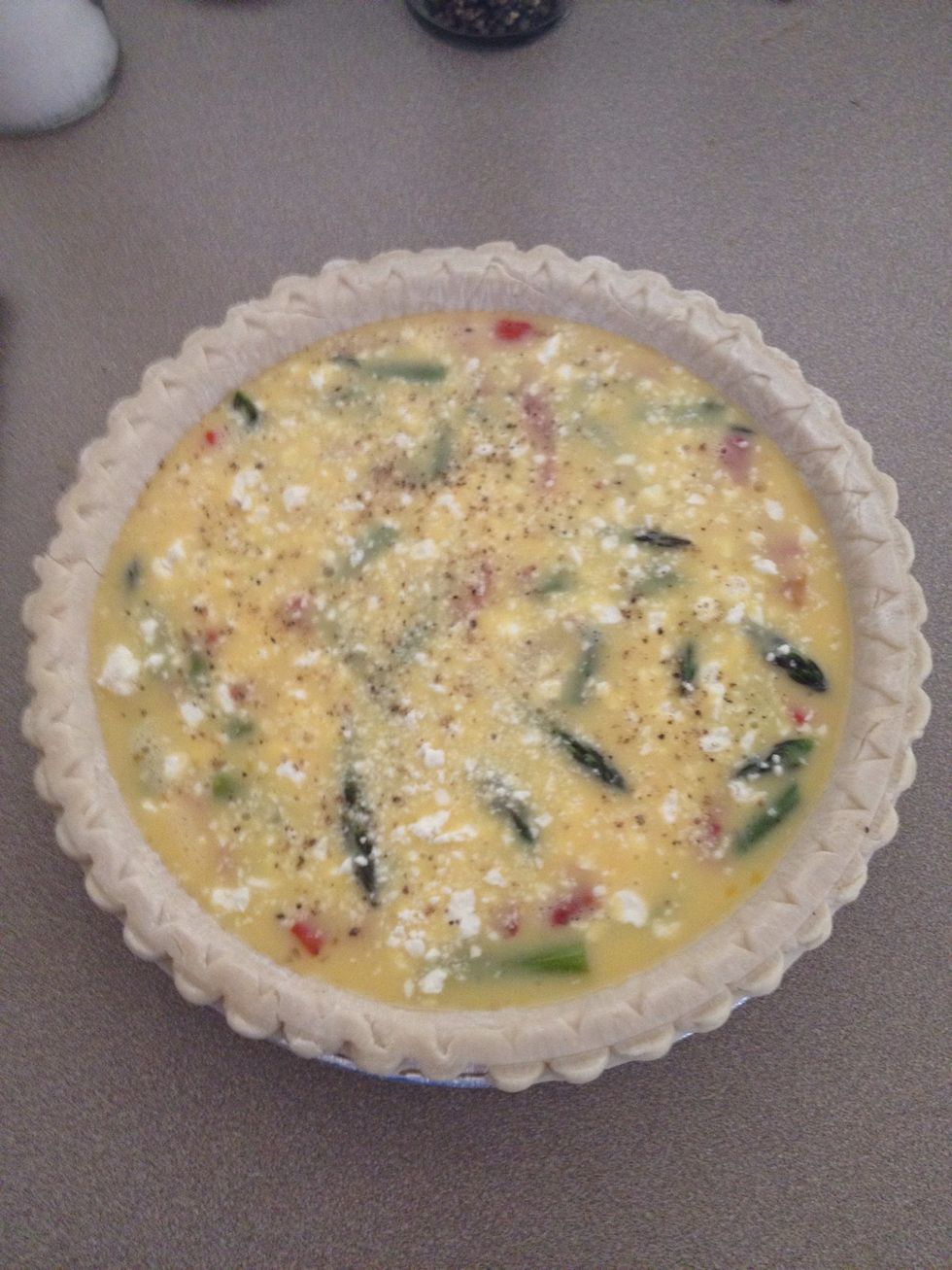 Sprinkle cheese on top (I used feta here and added some fresh ground pepper)