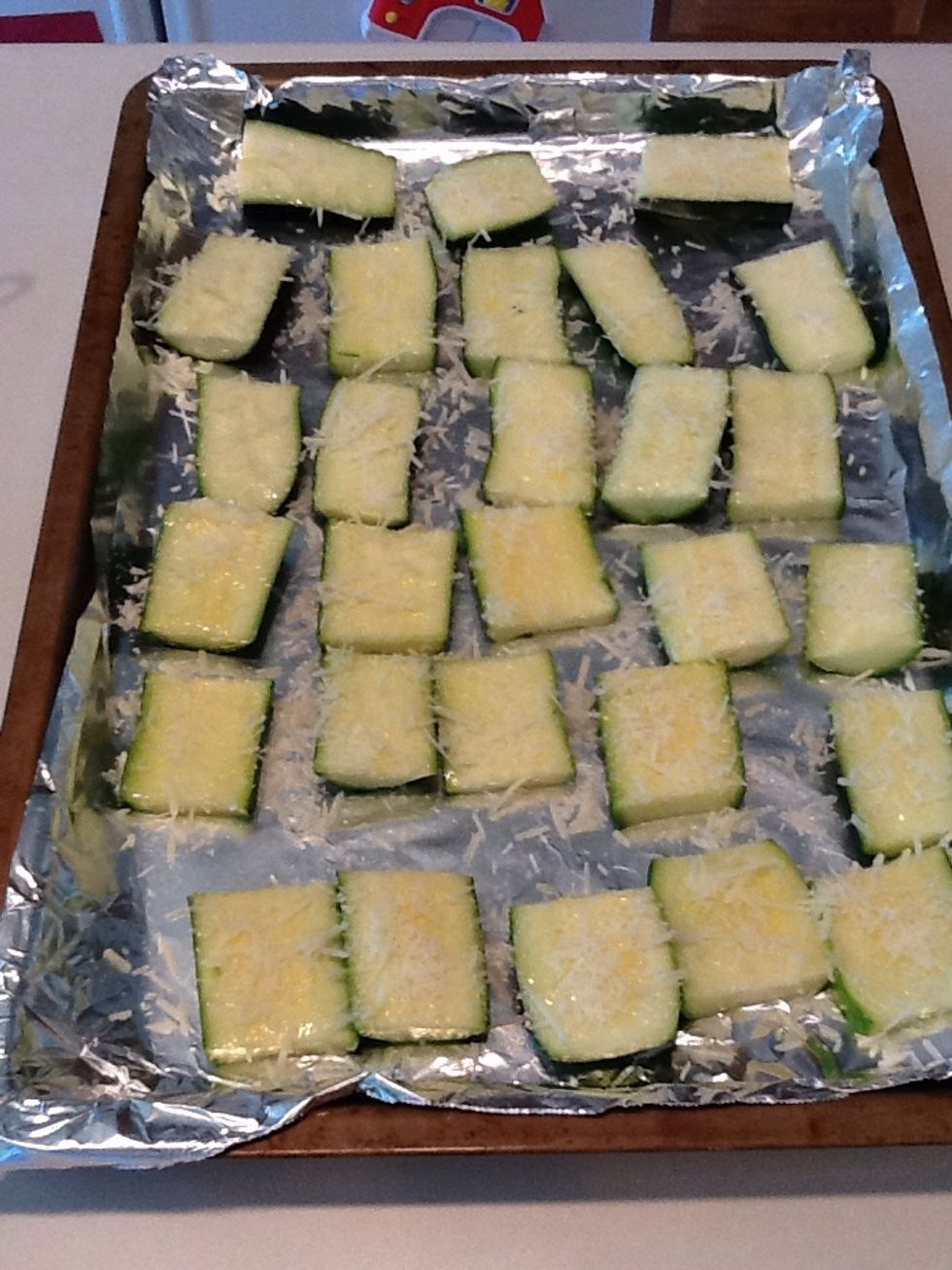 Sprinkle cheese over the zucchini.