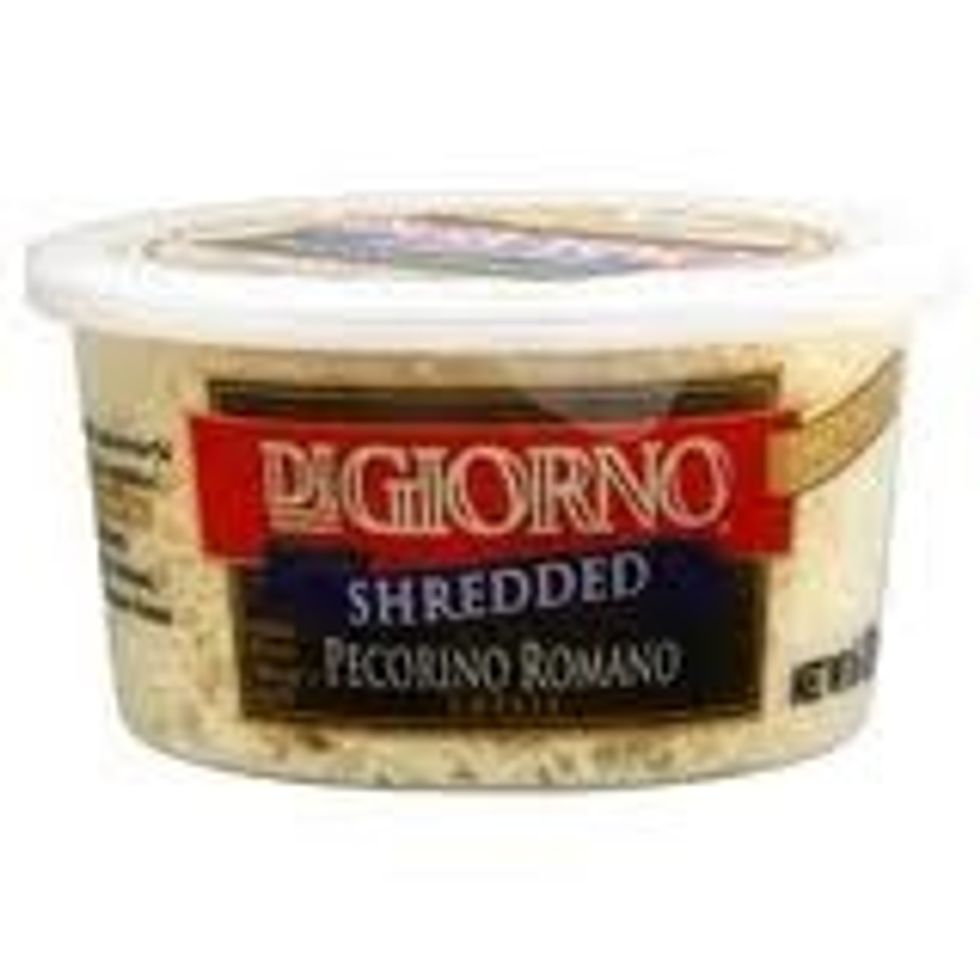 Sprinkle in ramano cheese and mix into salad using tongs.