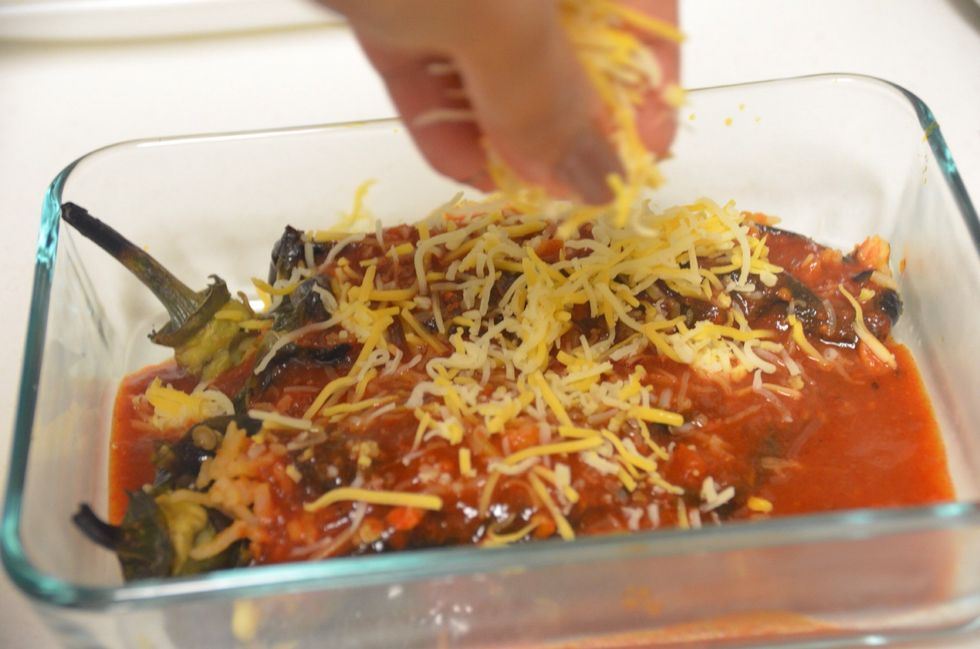 Sprinkle Mexican cheese blend. This blend is easily available in any grocery store.