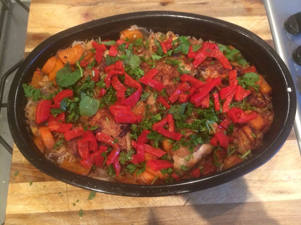 Sprinkle on peppers and herbs