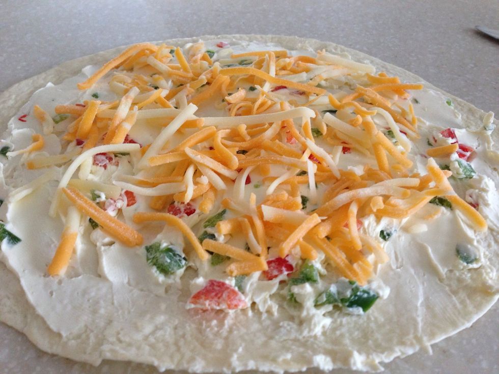 Sprinkle on some cheddar cheese. (This would also be a good time to add chicken to the mix, if you wanted too)