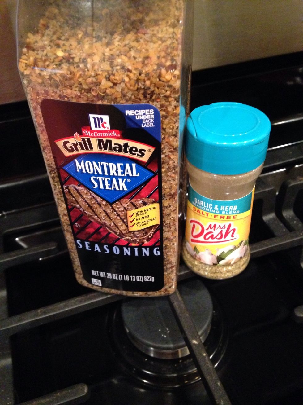 Sprinkle on spices of choice. Steak seasoning and Mrs Dash work great
