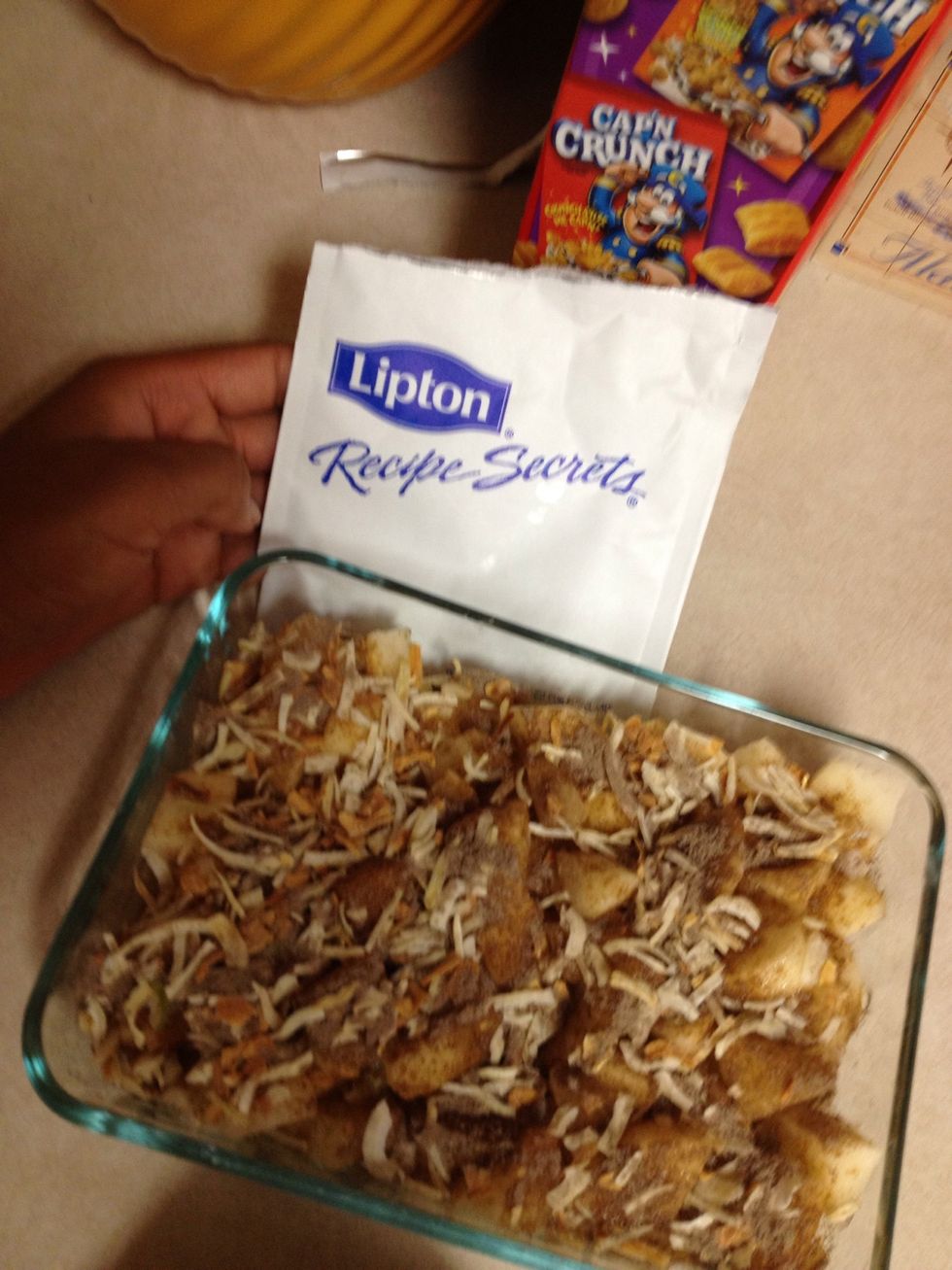 Sprinkle one packet of the onion mix