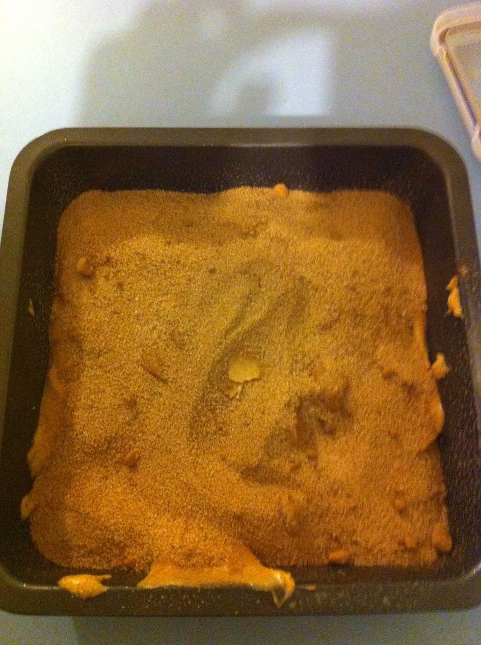 Sprinkle over the mix in your pan.