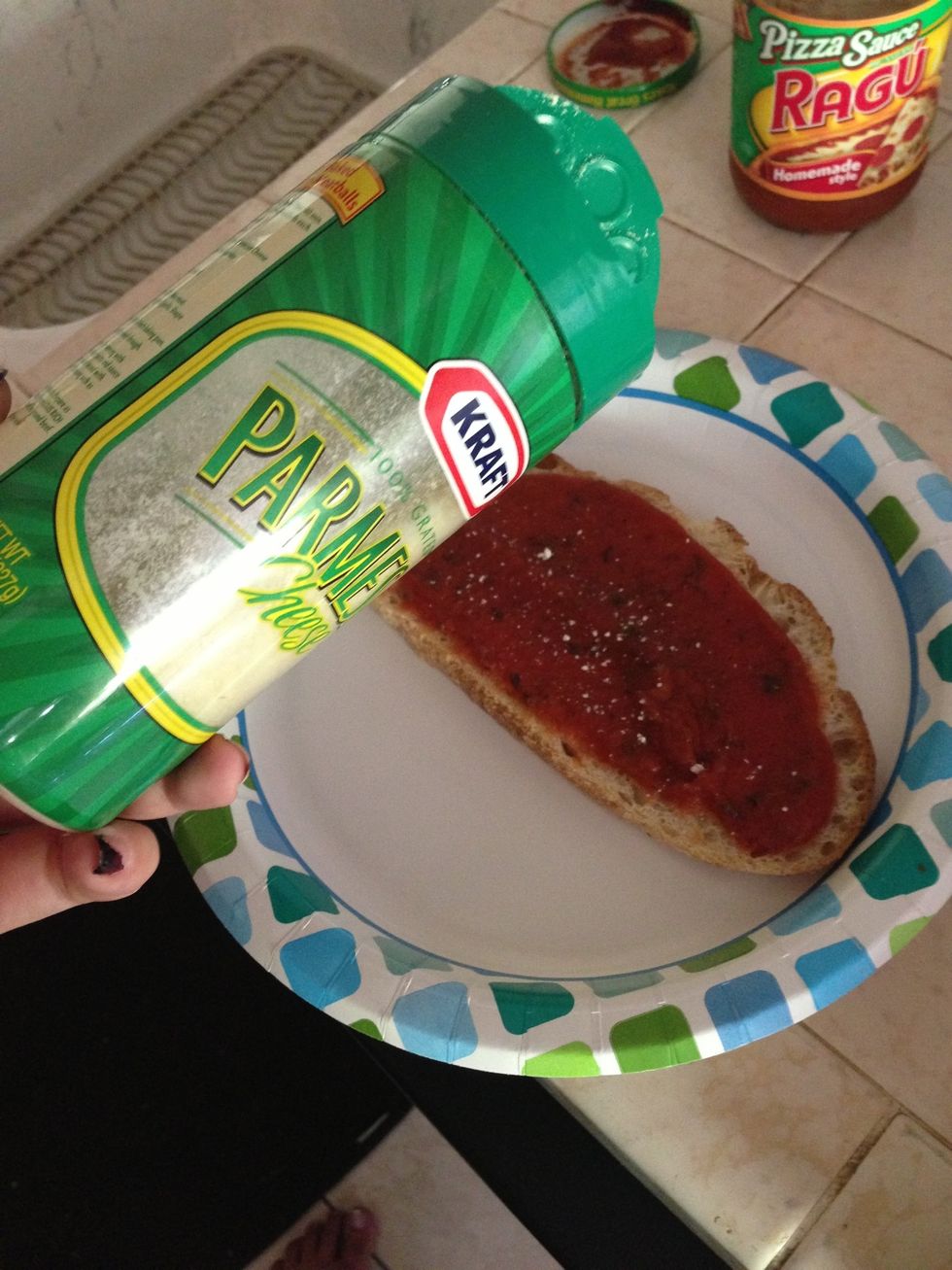 Sprinkle parmesan cheese! (Obviously more than that )