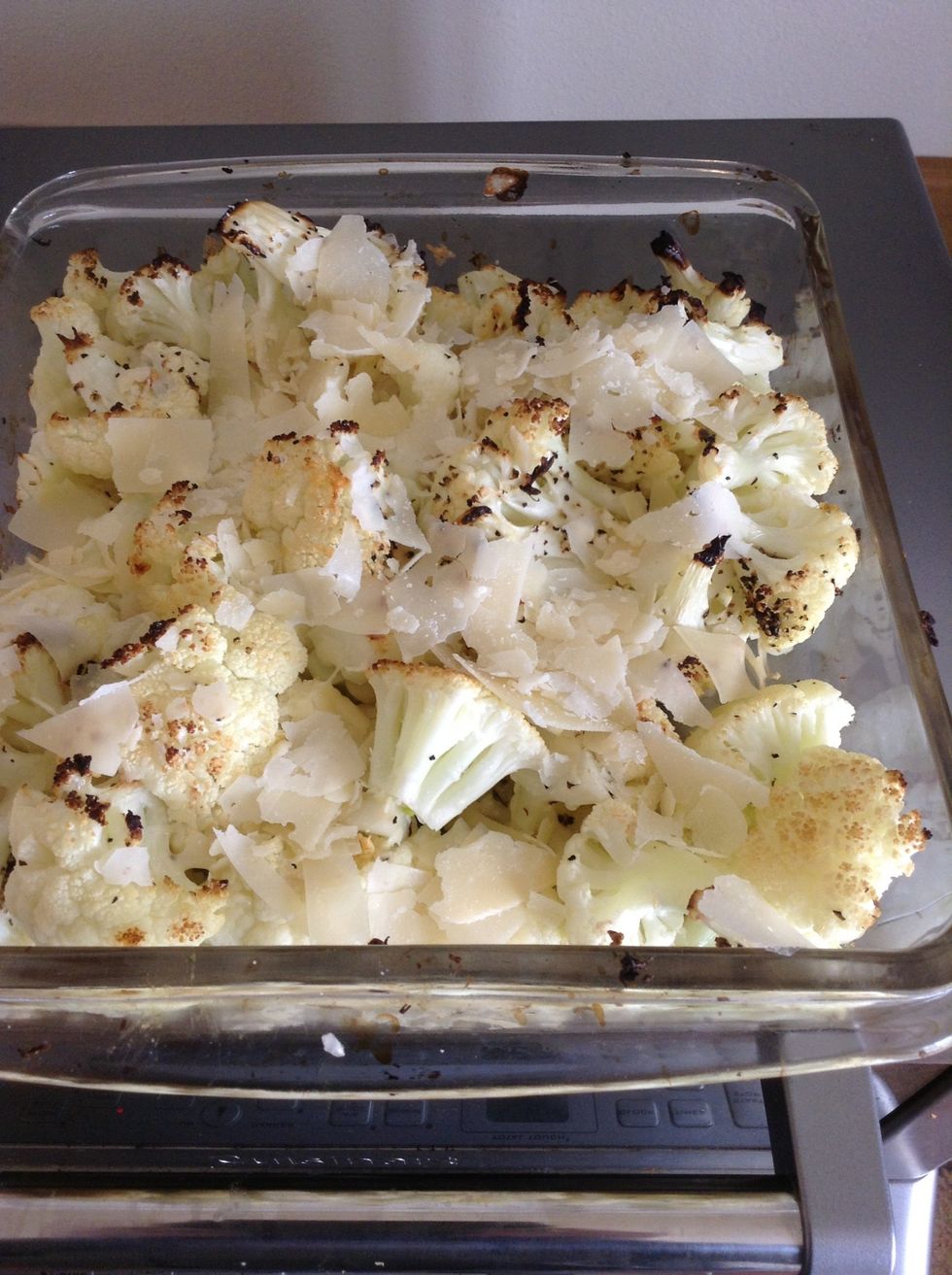 Sprinkle Parmesan cheese on cauliflower