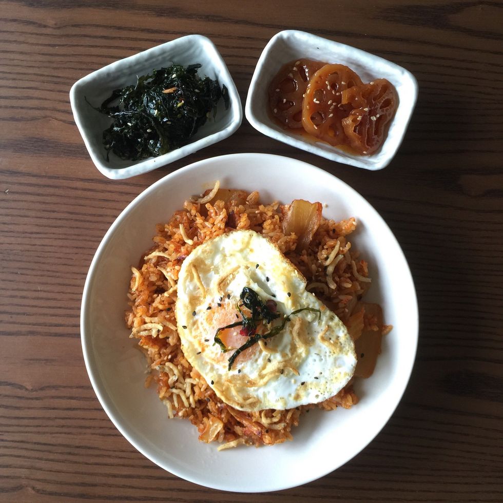 Sprinkle some black/white sesame and eat along with some banchan (Korean side dishes). Enjoy! \ud83d\ude0d