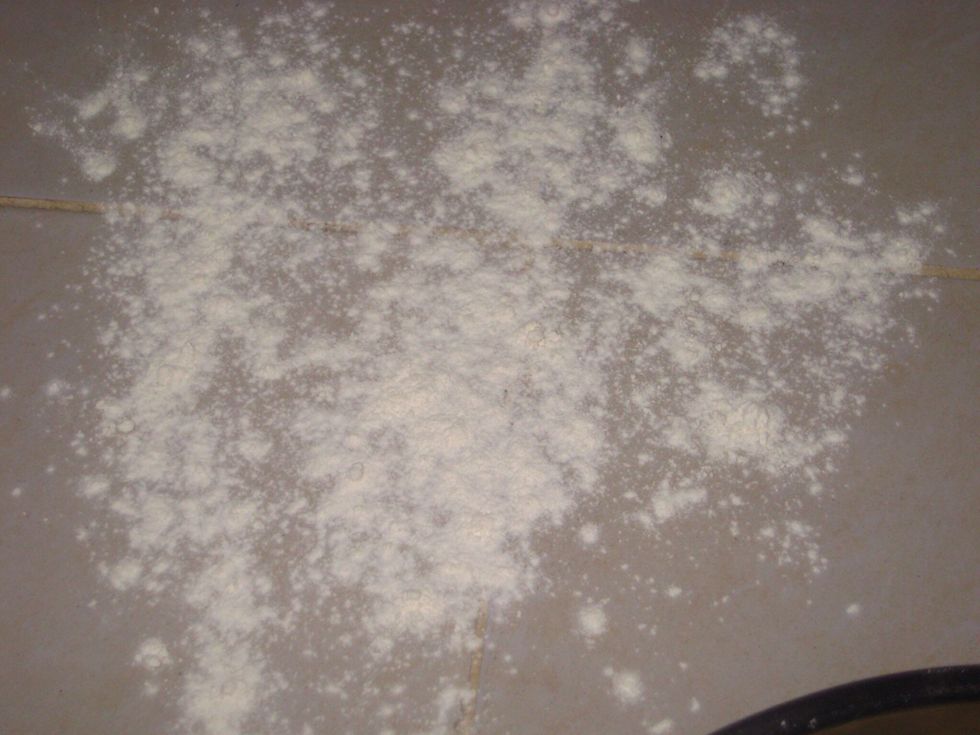 Sprinkle some flour on a clean dry surface