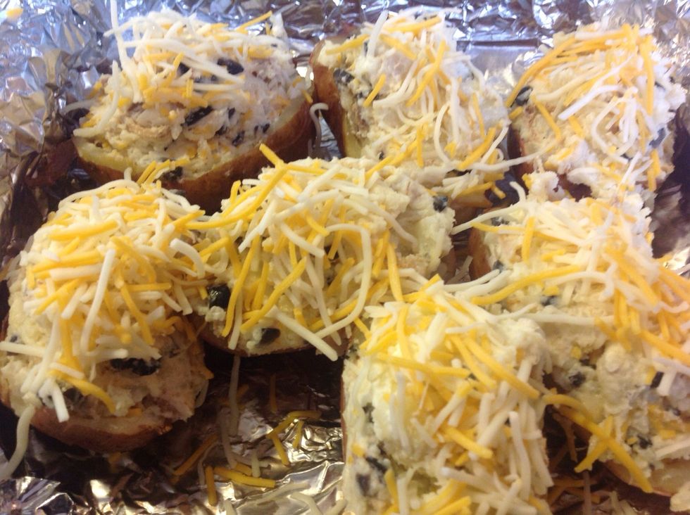 Sprinkle some more grated cheese on top. Bake at 375 for 20 mins. Enjoy!