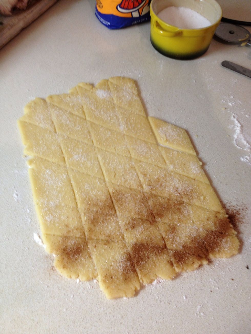 Sprinkle sugar and cinnamon