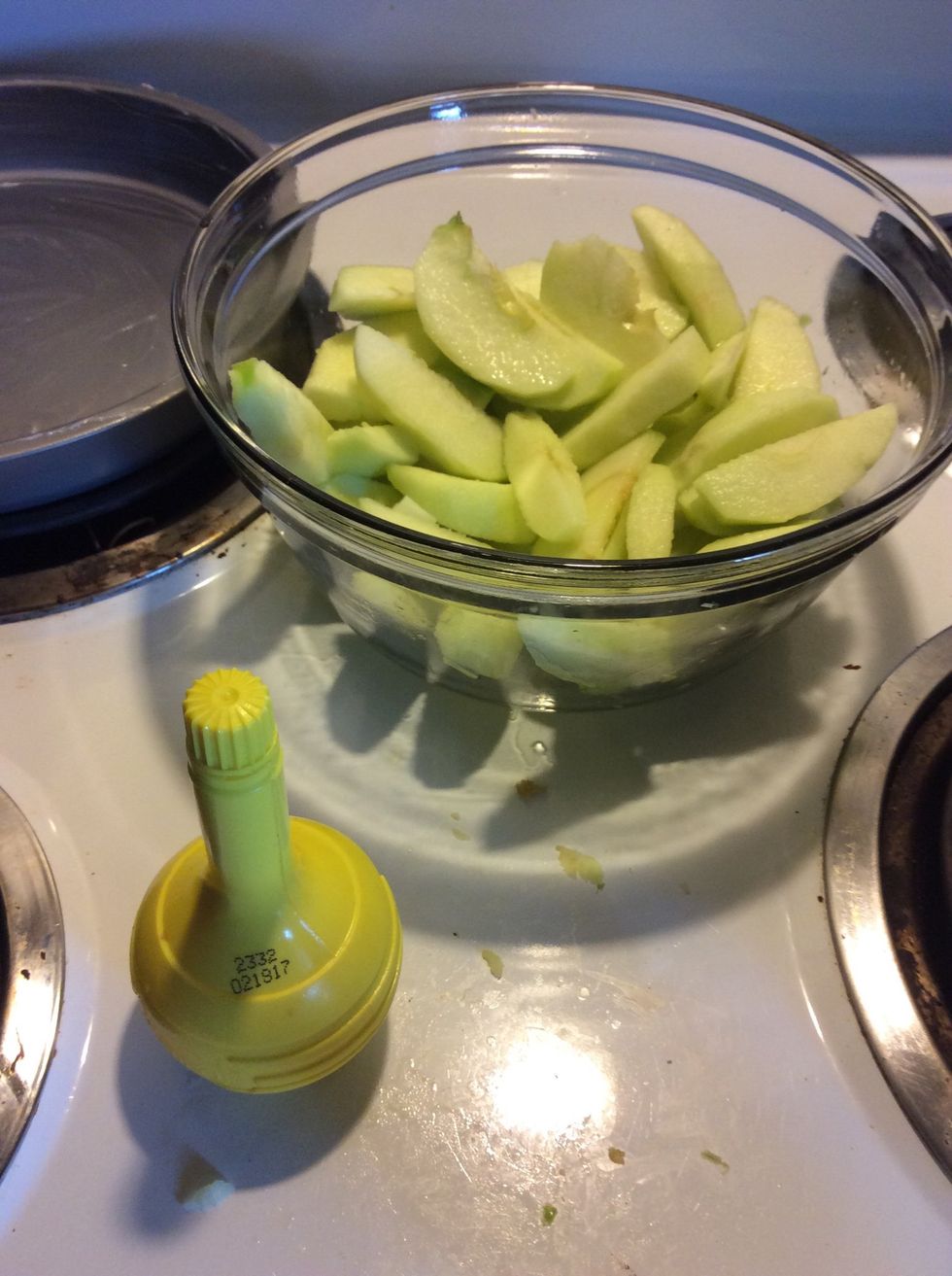 Sprinkle the apples with lemon juice and set aside.