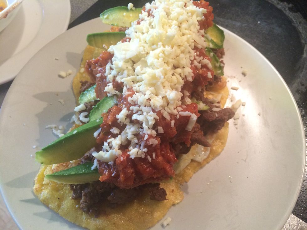 Sprinkle the cheese on top.