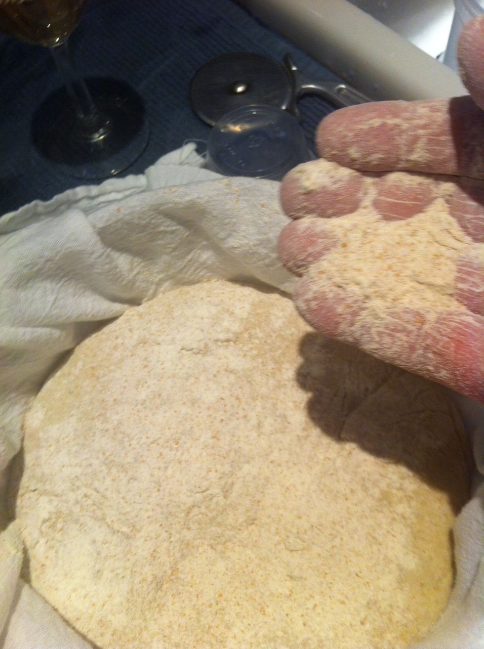 Sprinkle the rice and wheat flour mixture over the top of the loaf.