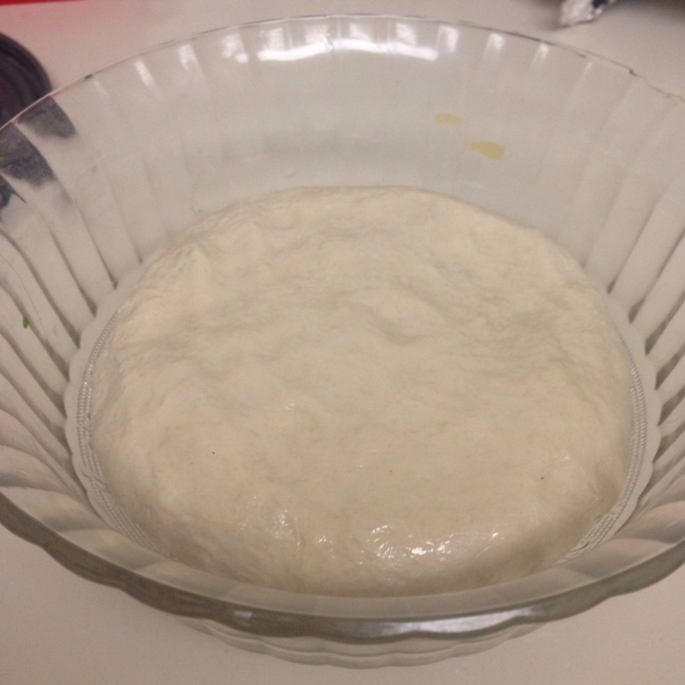 Sprinkle the top of dough with olive oil.