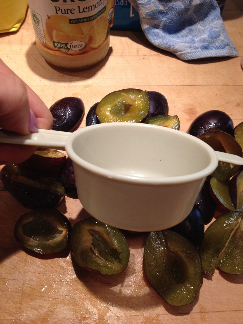 Sprinkle with a little lemon juice. This is particularly important if you use apples or pears.