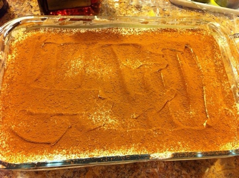 Sprinkle with cocoa. Do not use nestle quick.