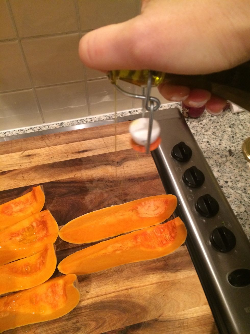 Sprinkle with olive oil